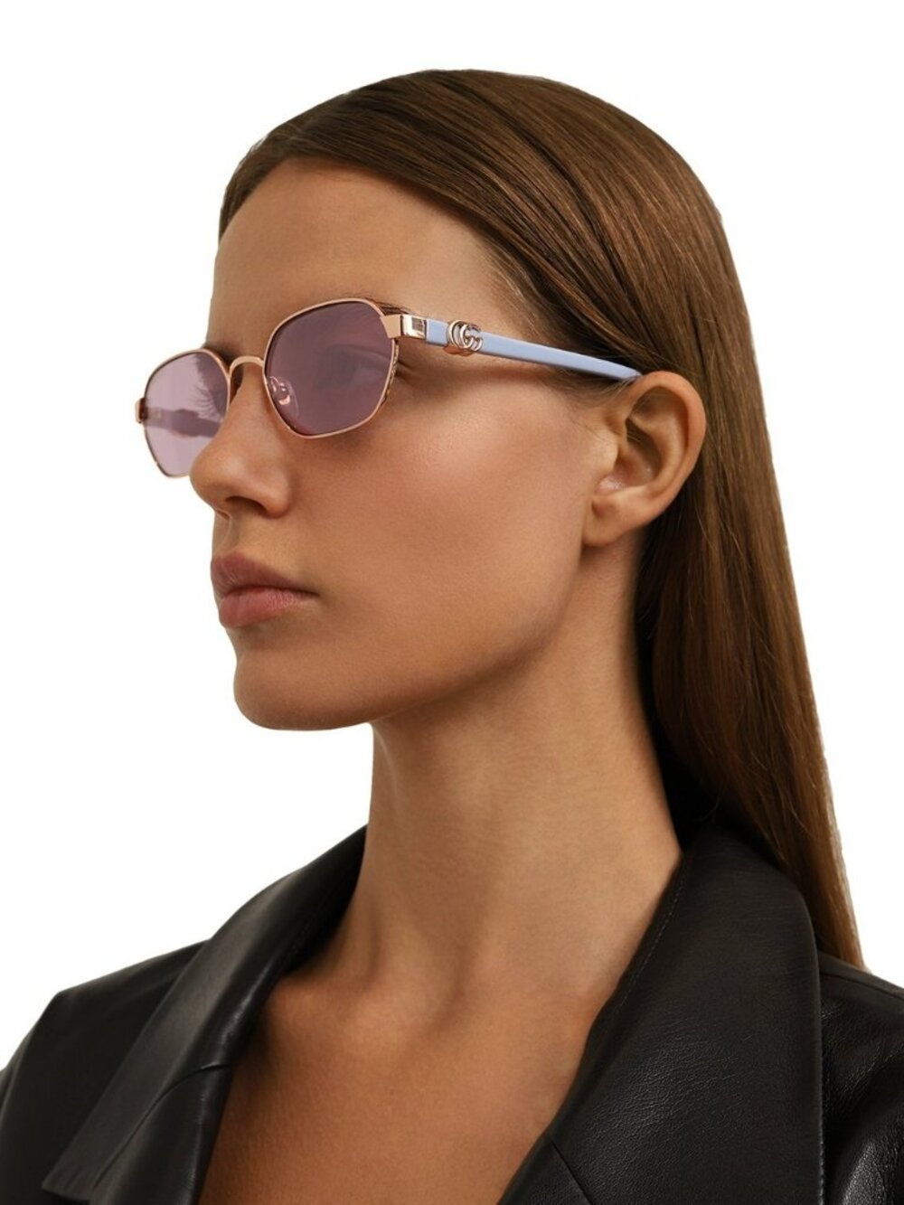 Gucci Women Sunglasses Rose Gold Lilac Oval GG1593S 004 NEW AUTHENTIC - Picture 12 of 13